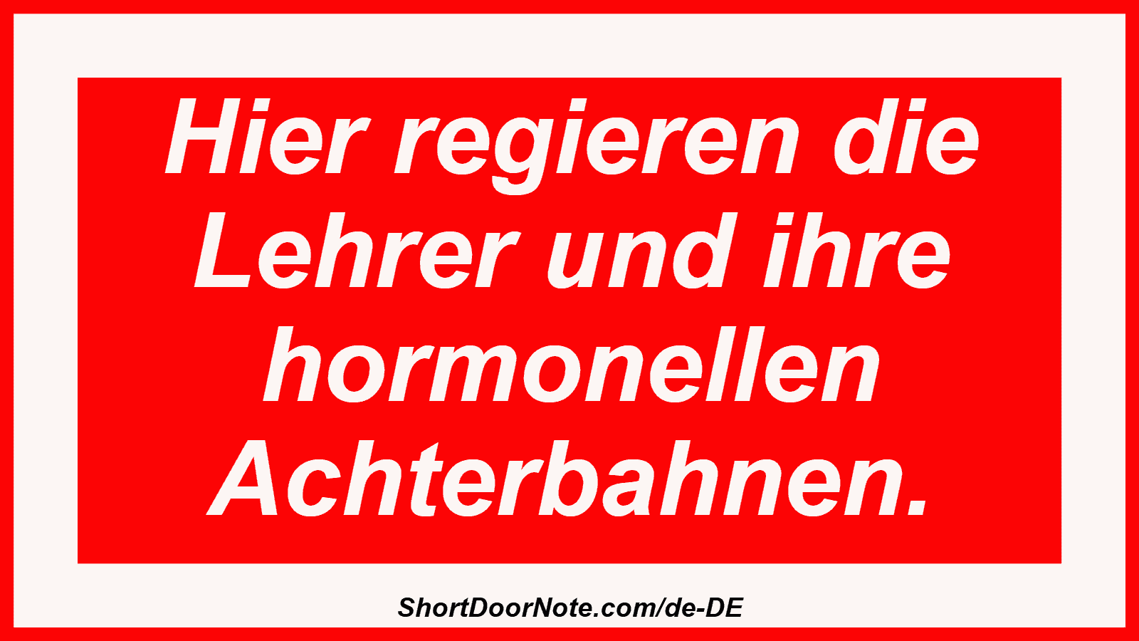 Hier regieren die Lehrer und ihre hormonellen Achterbahnen.
