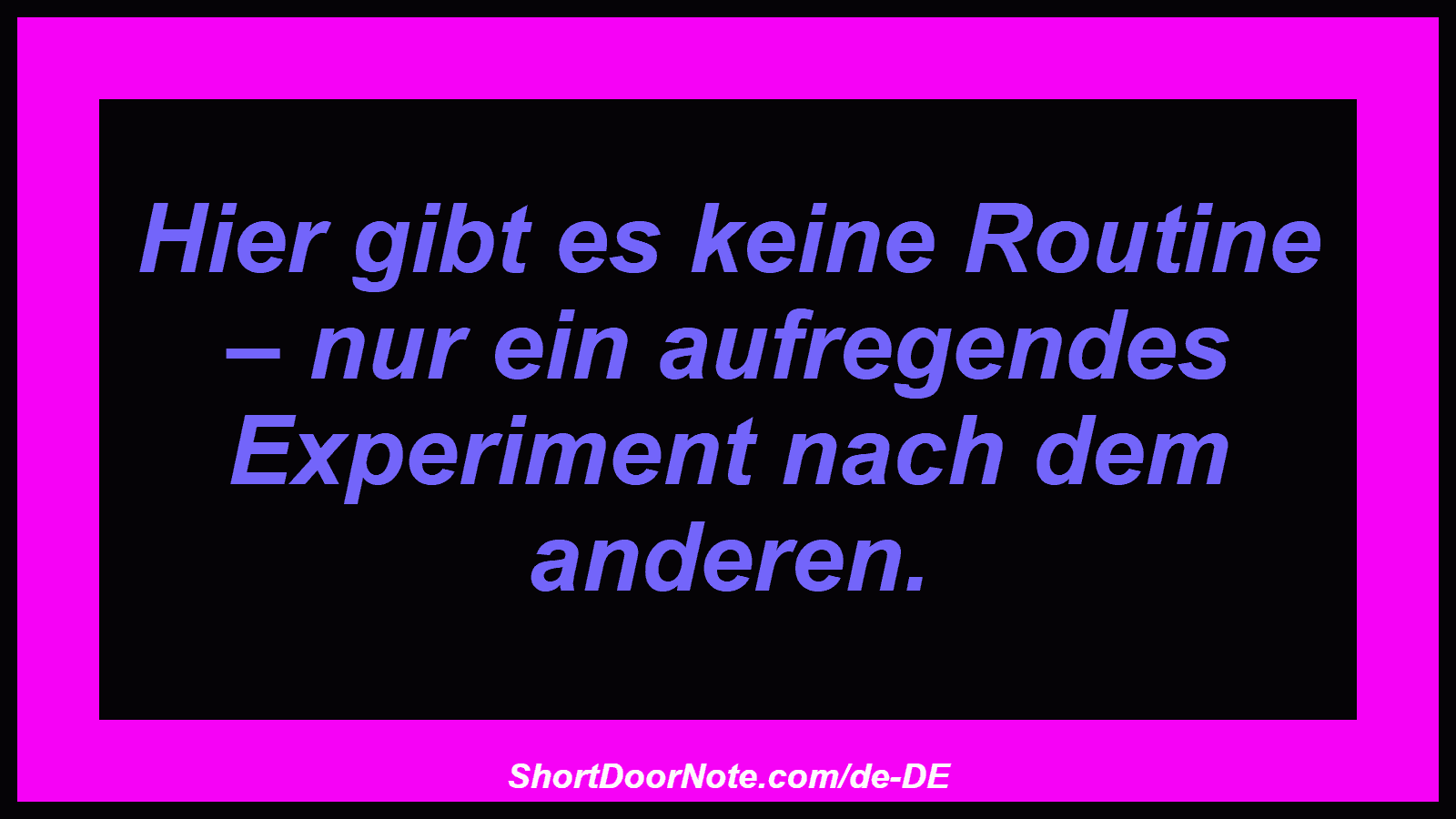Hier gibt es keine Routine – nur ein aufregendes Experiment nach dem anderen.
