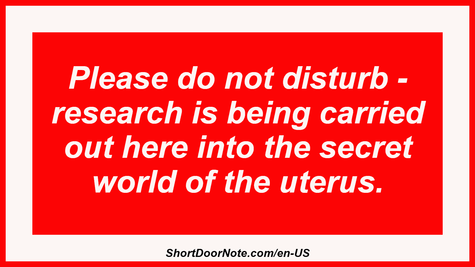 Please do not disturb - research is being carried out here into the secret world of the uterus.
