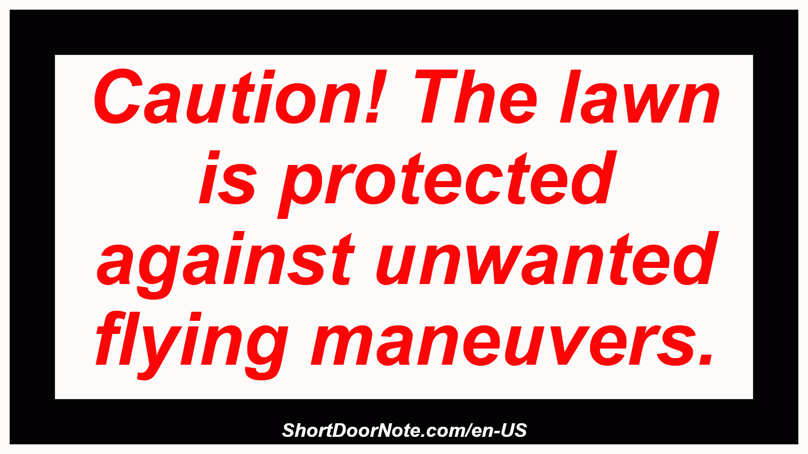 Caution! The lawn is protected against unwanted flying maneuvers.

