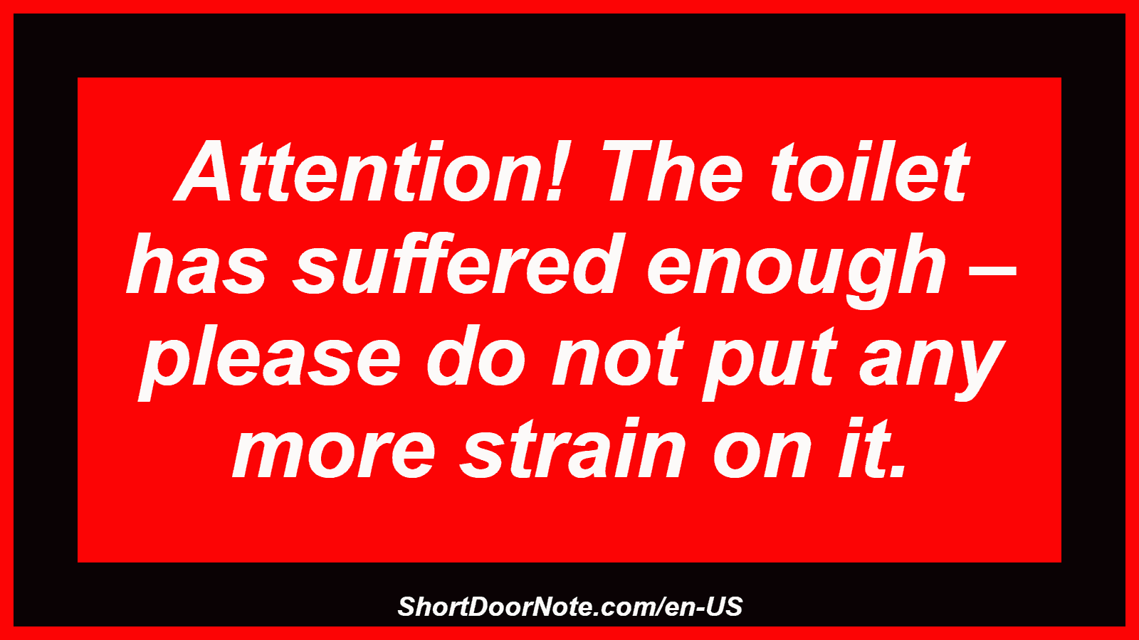 Attention! The toilet has suffered enough – please do not put any more strain on it.
