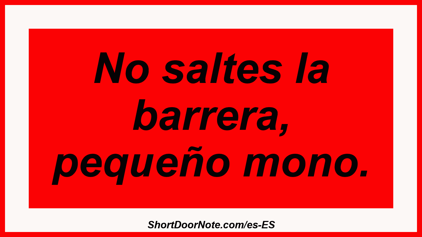 No saltes la barrera, pequeño mono.
