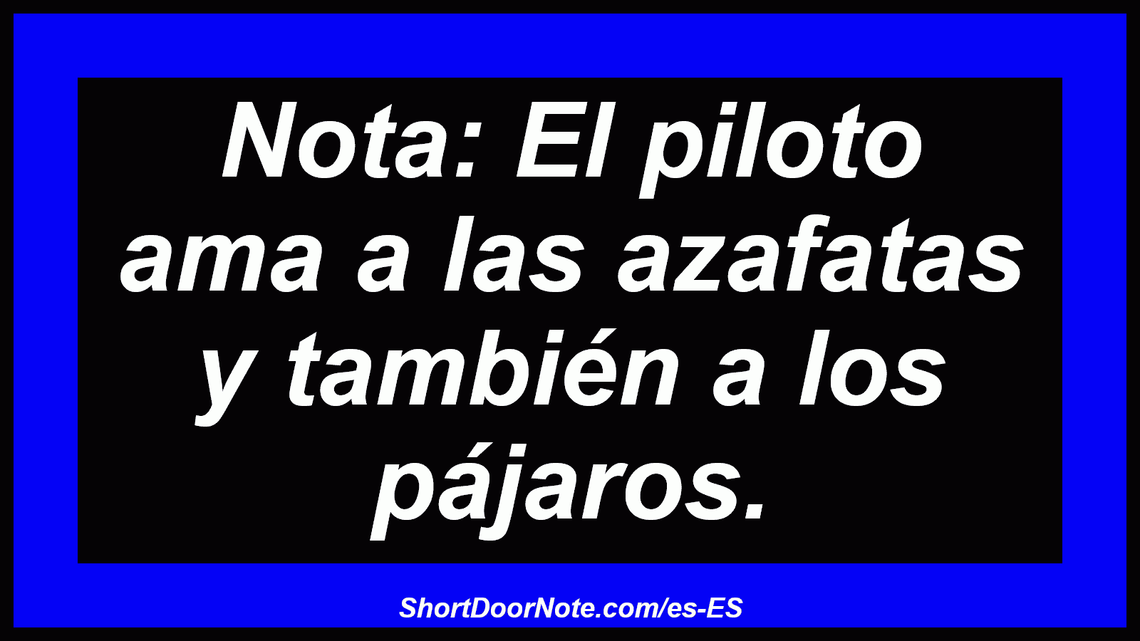 Nota: El piloto ama a las azafatas y también a los pájaros.
