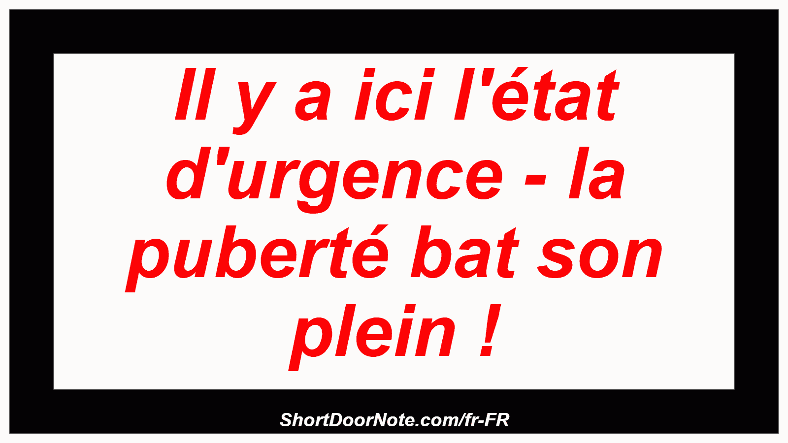 Il y a ici l'état d'urgence - la puberté bat son plein !
