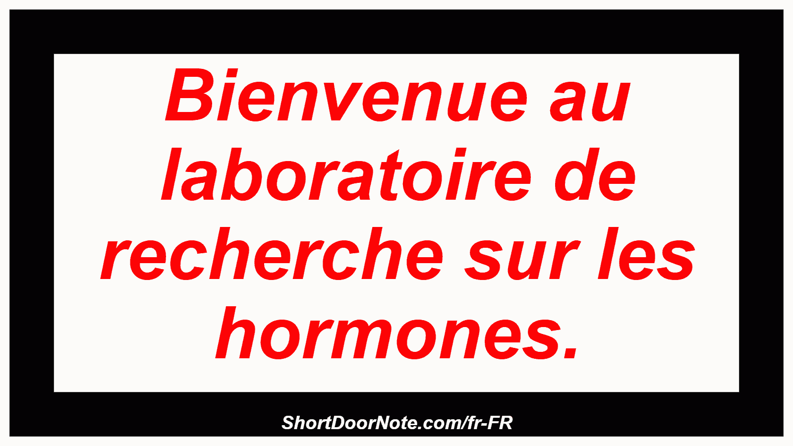 Bienvenue au laboratoire de recherche sur les hormones.
