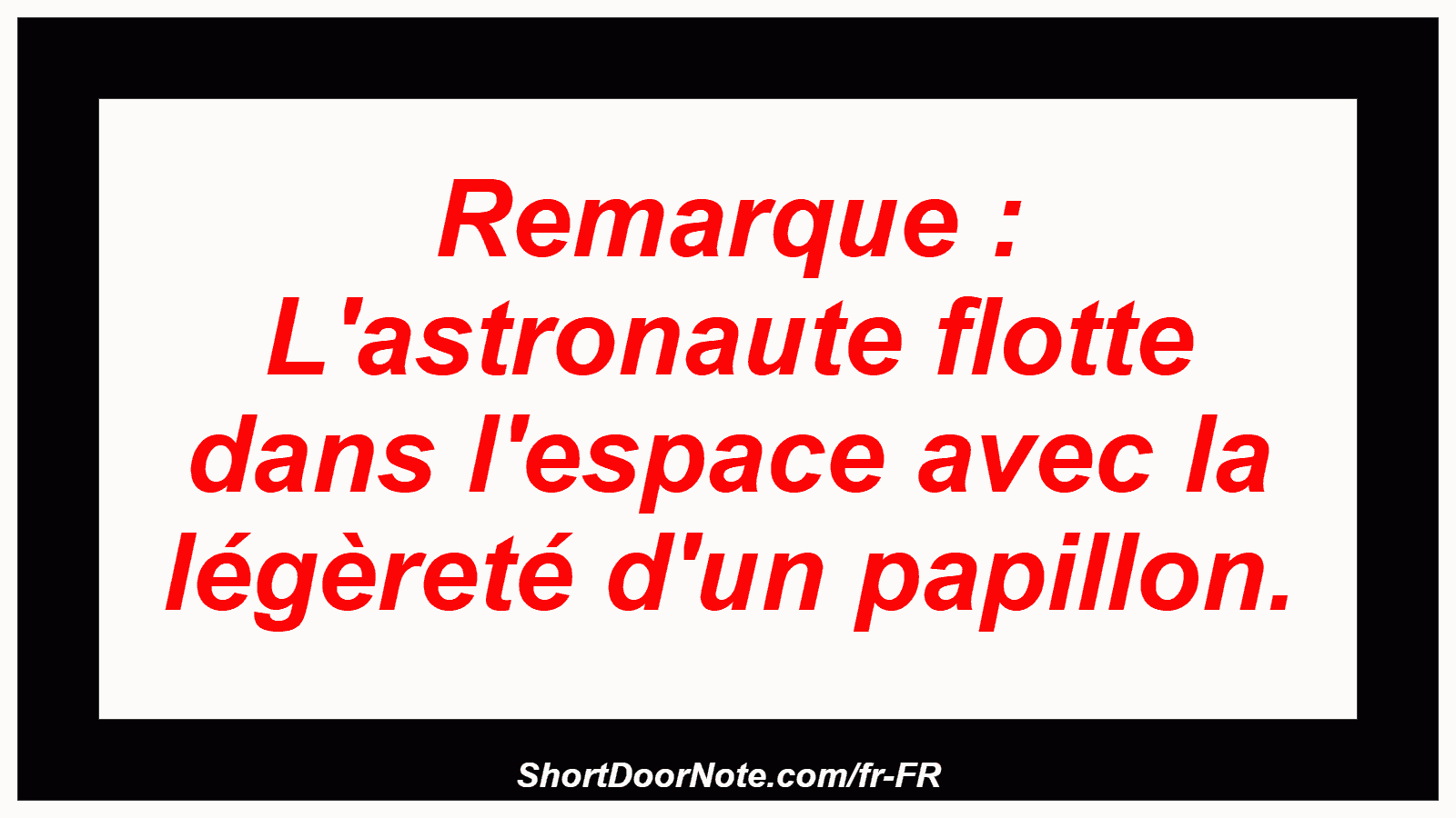 Remarque : L'astronaute flotte dans l'espace avec la légèreté d'un papillon.
