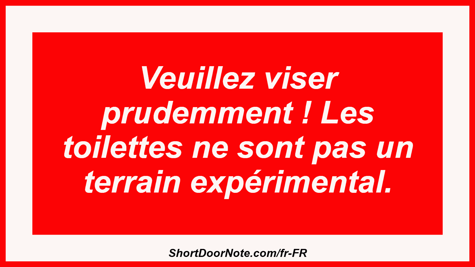 Veuillez viser prudemment ! Les toilettes ne sont pas un terrain expérimental.
