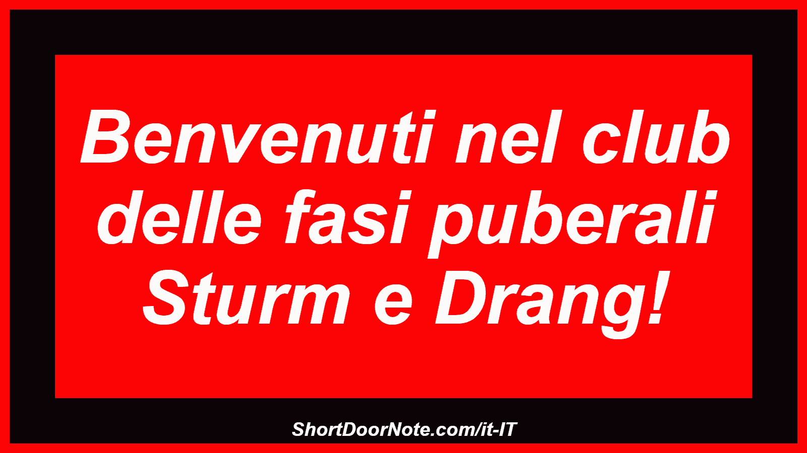 Benvenuti nel club delle fasi puberali Sturm e Drang!
