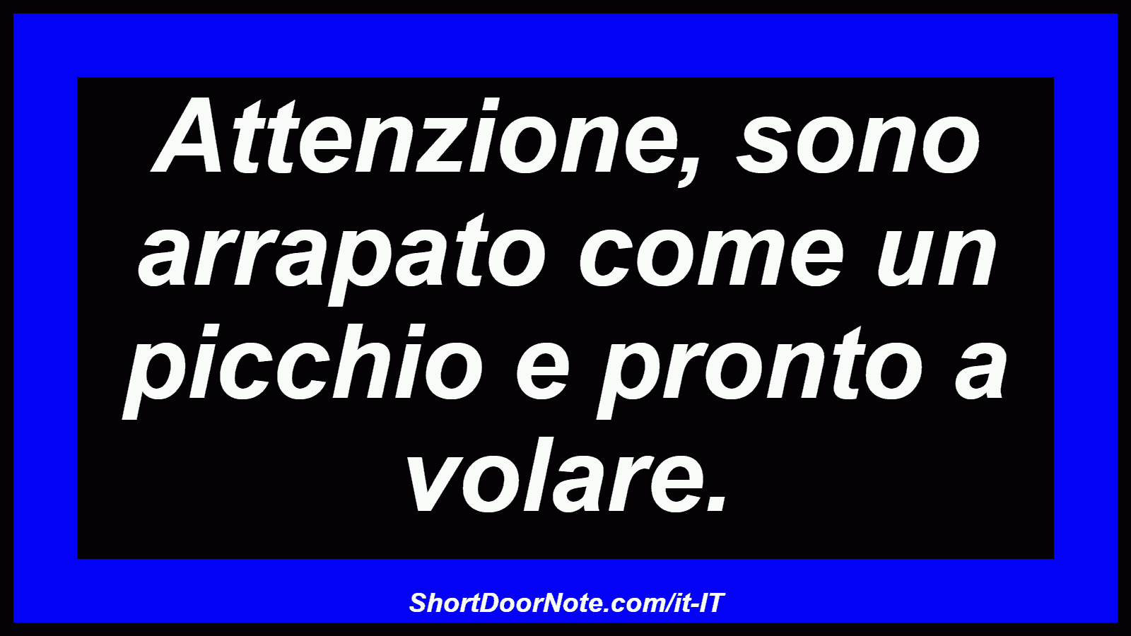 Attenzione, sono arrapato come un picchio e pronto a volare.
