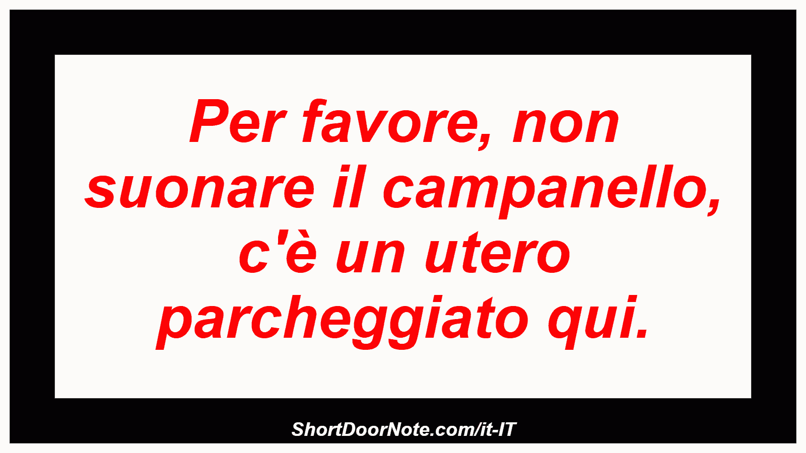 Per favore, non suonare il campanello, c'è un utero parcheggiato qui.
