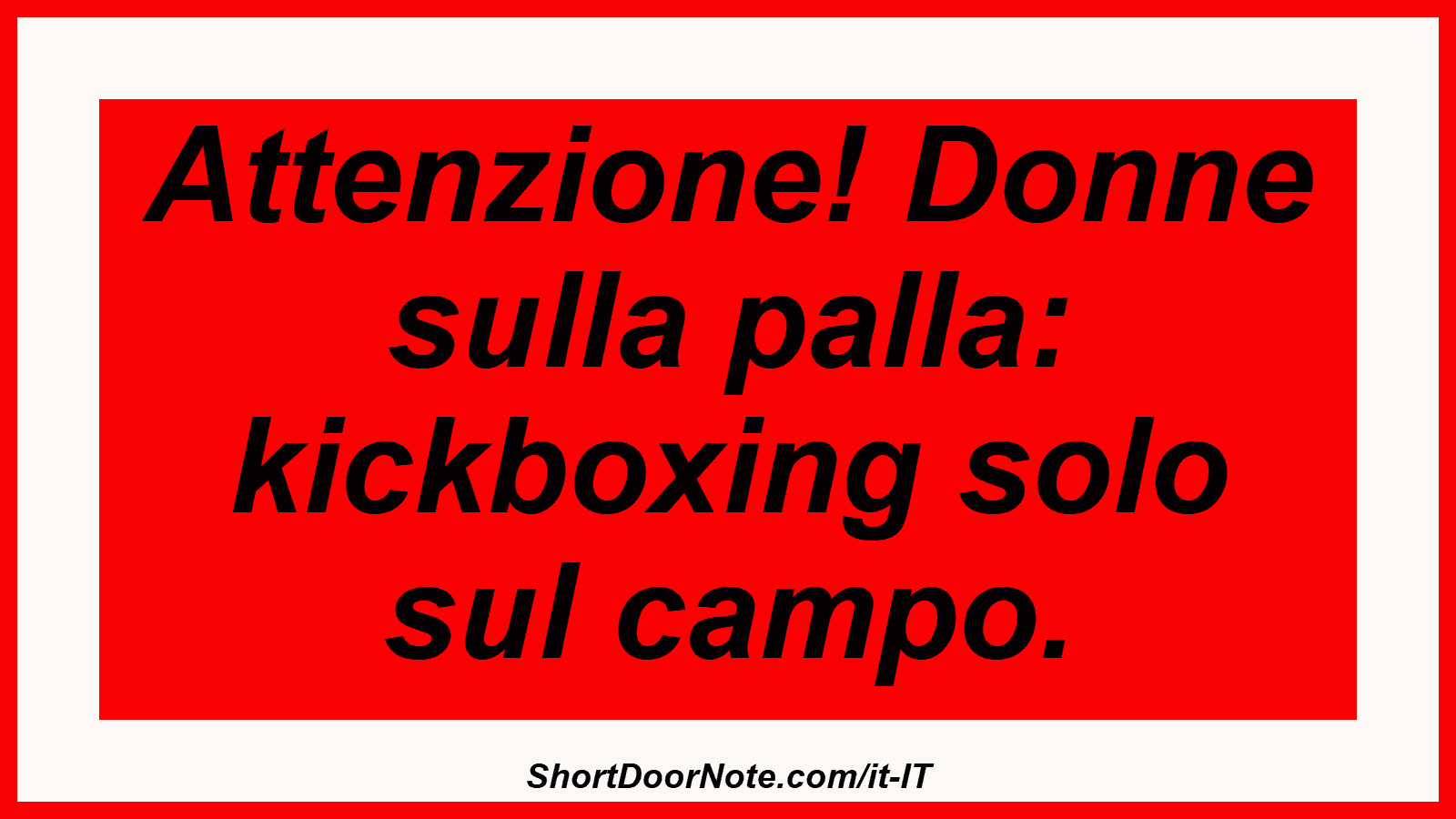 Attenzione! Donne sulla palla: kickboxing solo sul campo.
