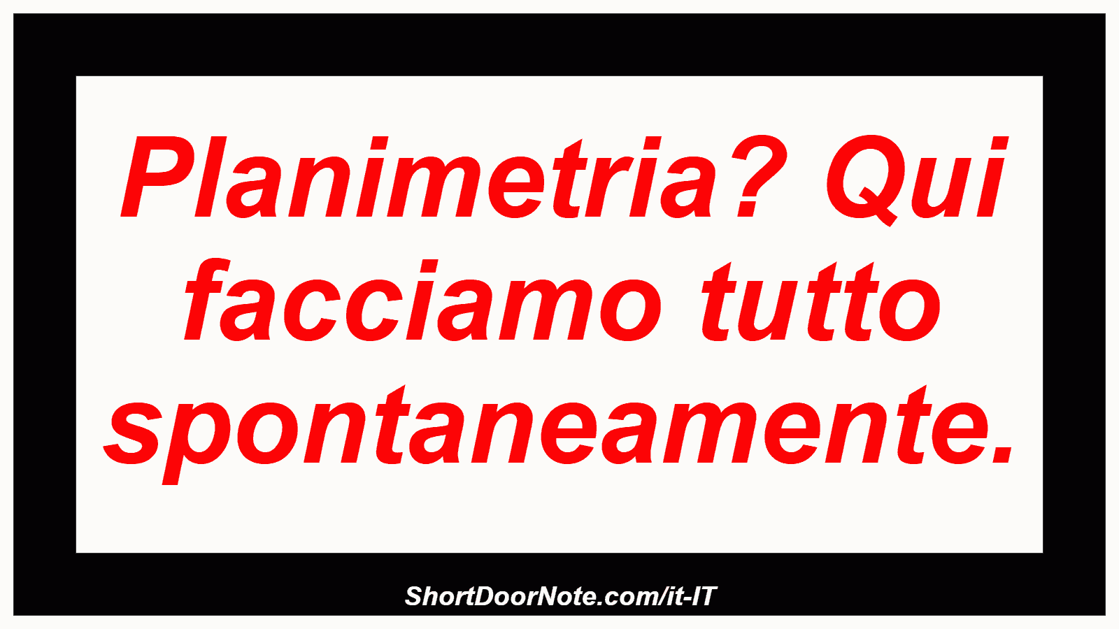 Planimetria? Qui facciamo tutto spontaneamente.
