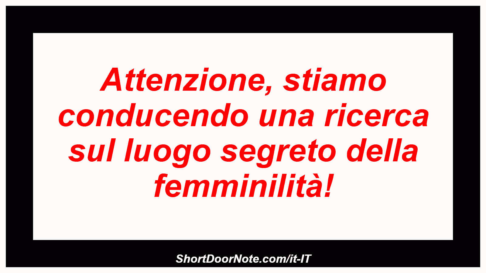 Attenzione, stiamo conducendo una ricerca sul luogo segreto della femminilità!
