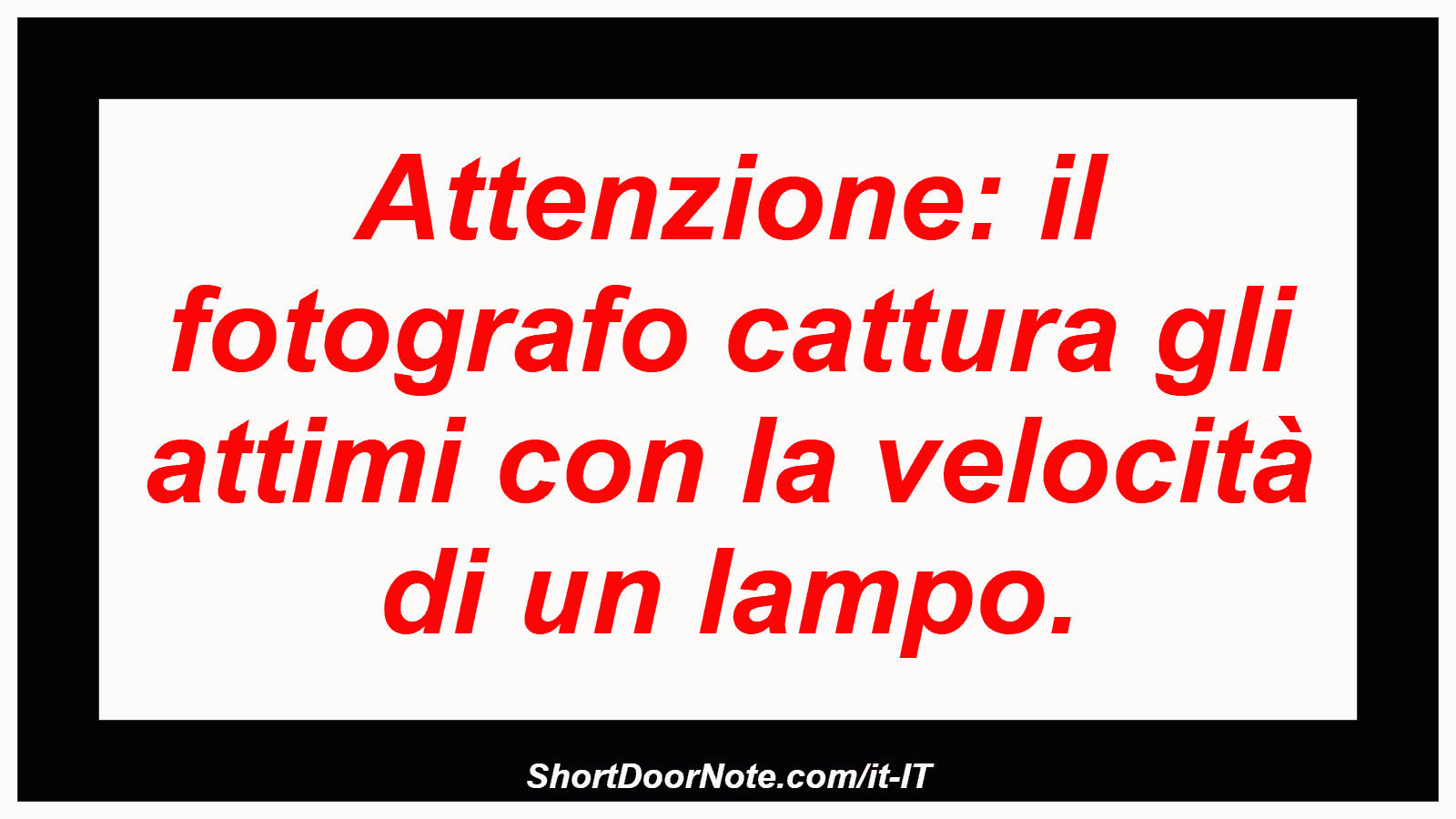 Attenzione: il fotografo cattura gli attimi con la velocità di un lampo.
