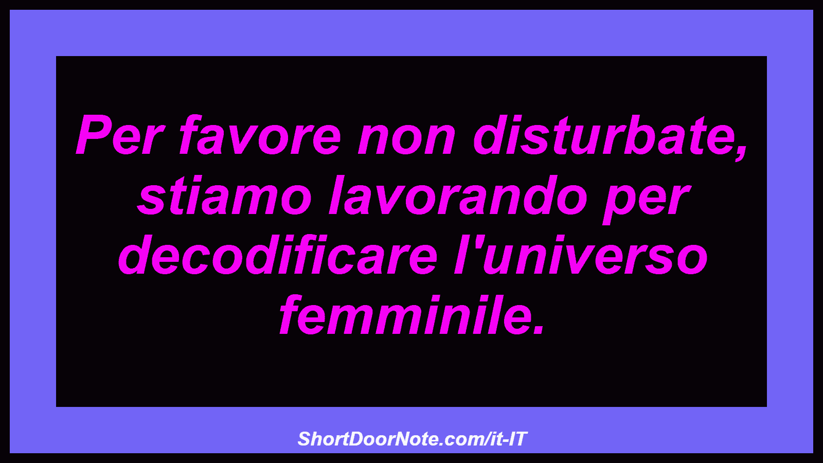 Per favore non disturbate, stiamo lavorando per decodificare l'universo femminile.
