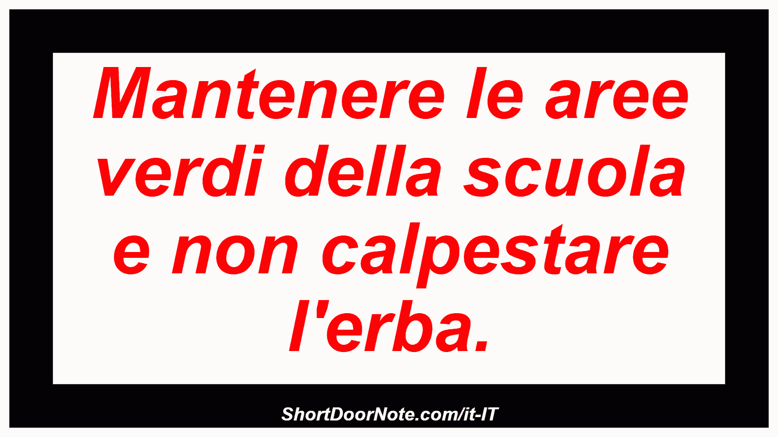 Mantenere le aree verdi della scuola e non calpestare l'erba.
