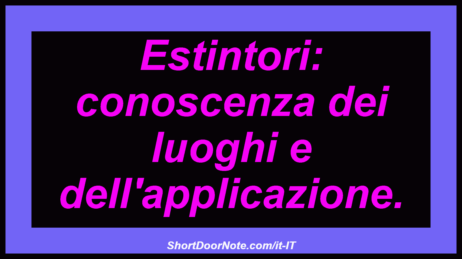 Estintori: conoscenza dei luoghi e dell'applicazione.
