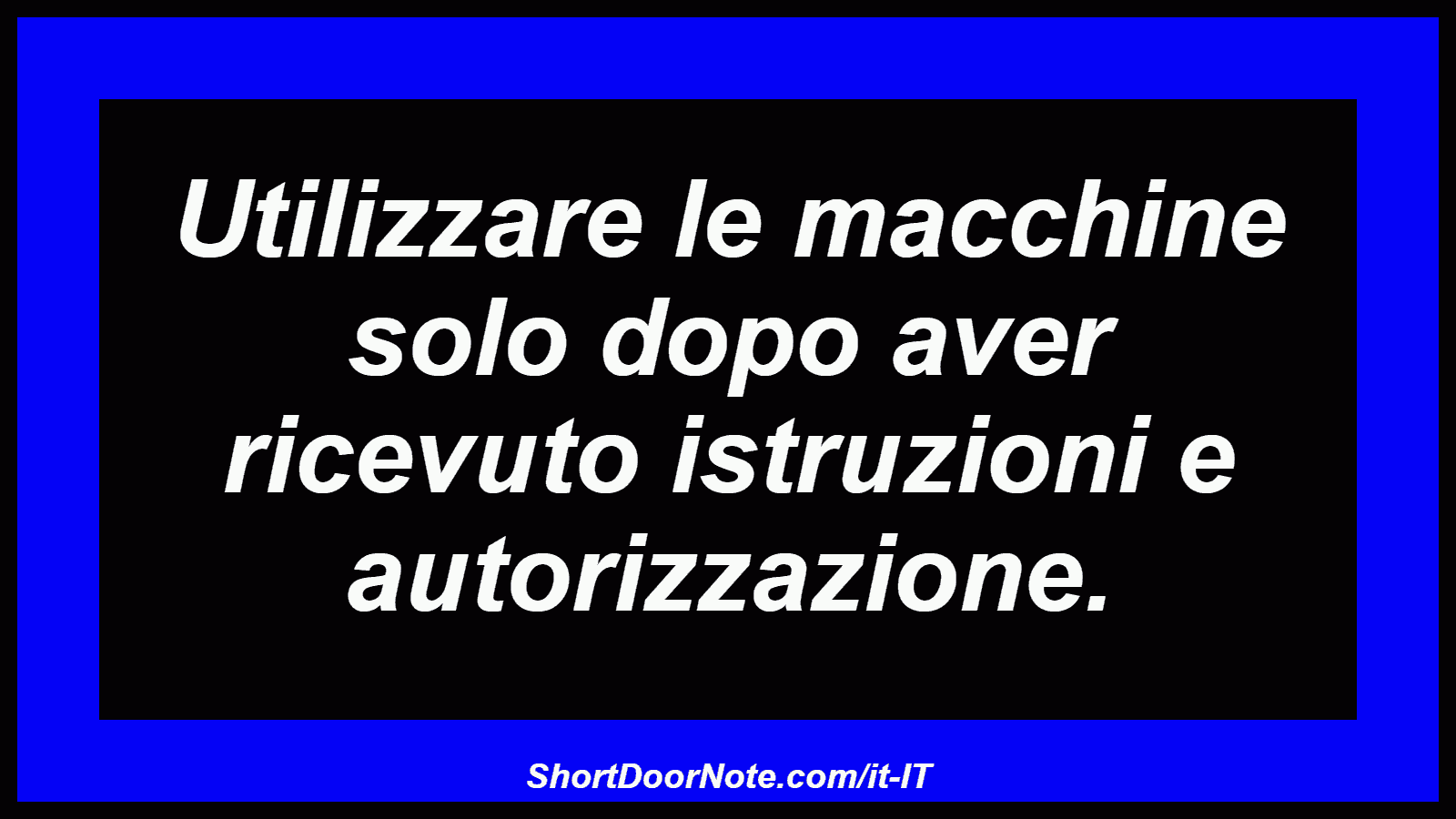 Utilizzare le macchine solo dopo aver ricevuto istruzioni e autorizzazione.
