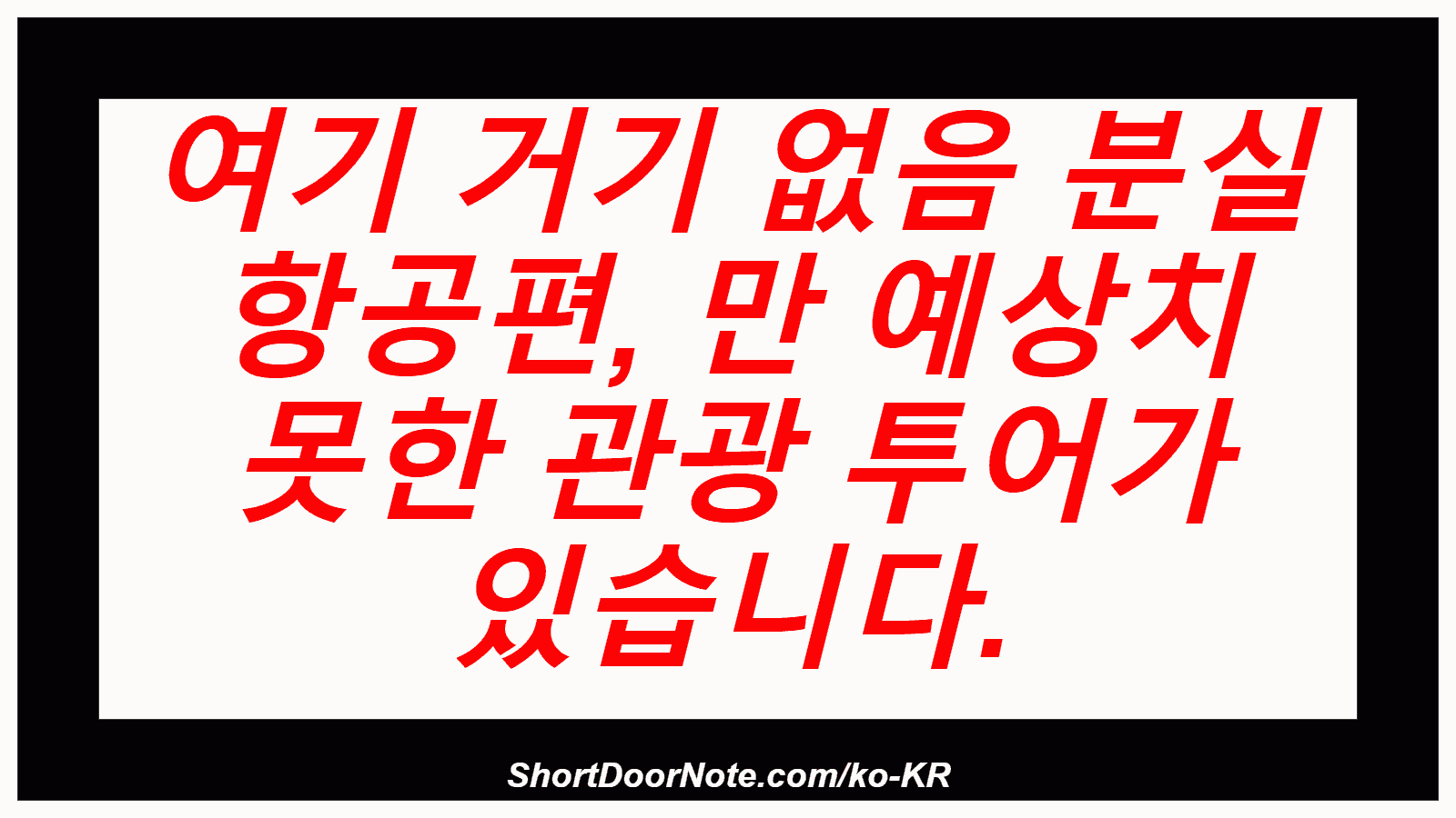 여기 거기 없음 분실 항공편, 만 예상치 못한 관광 투어가 있습니다.
