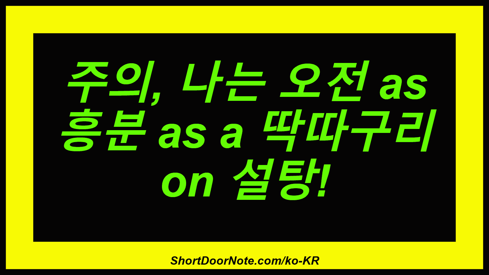 주의, 나는 오전 as 흥분 as a 딱따구리 on 설탕!

