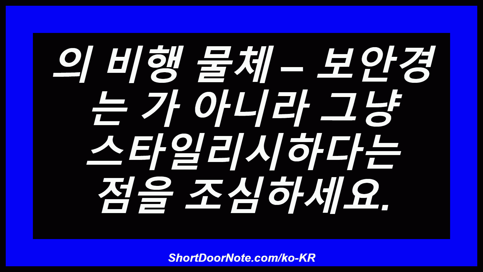 의 비행 물체 – 보안경 는 가 아니라 그냥 스타일리시하다는 점을 조심하세요.
