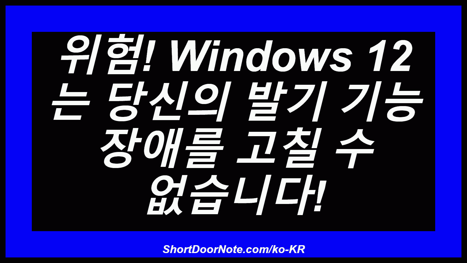 위험! Windows 12 는 당신의 발기 기능 장애를 고칠 수 없습니다!
