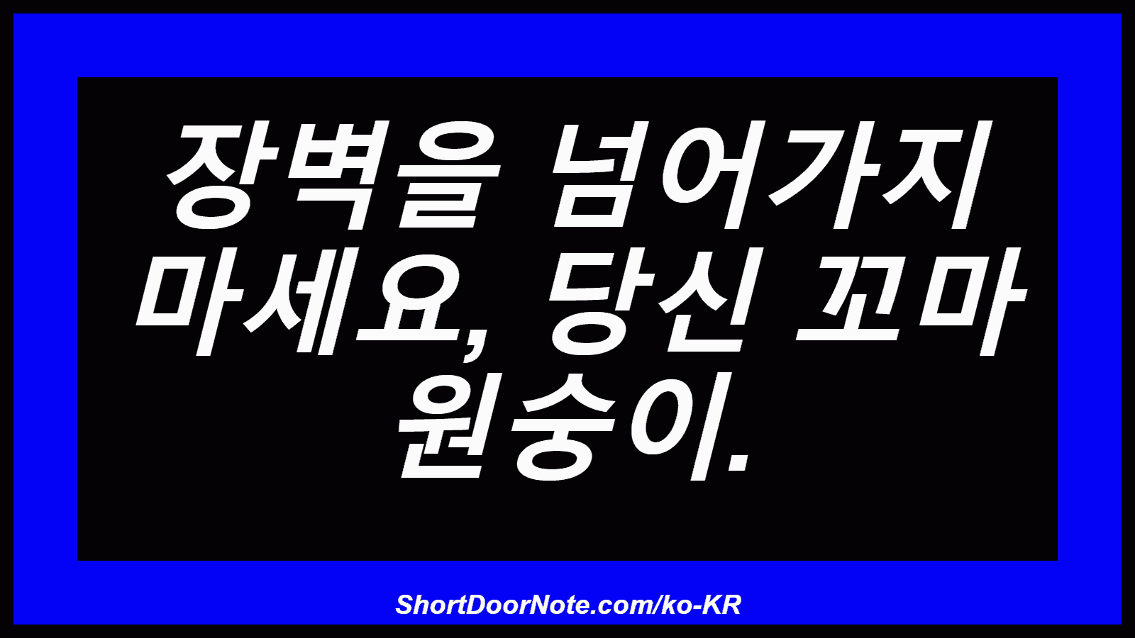 장벽을 넘어가지 마세요, 당신 꼬마 원숭이.
