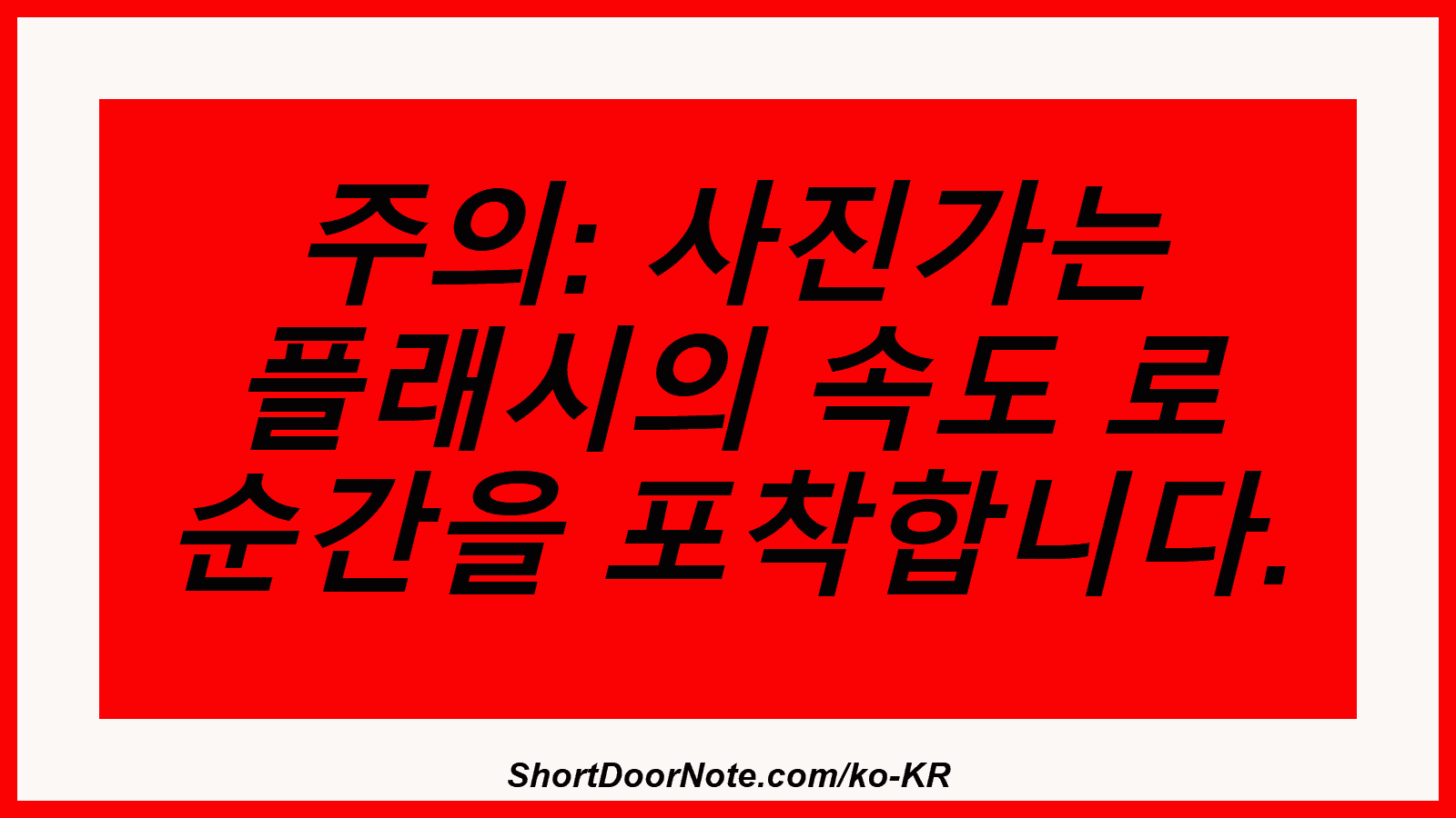 주의: 사진가는 플래시의 속도 로 순간을 포착합니다.
