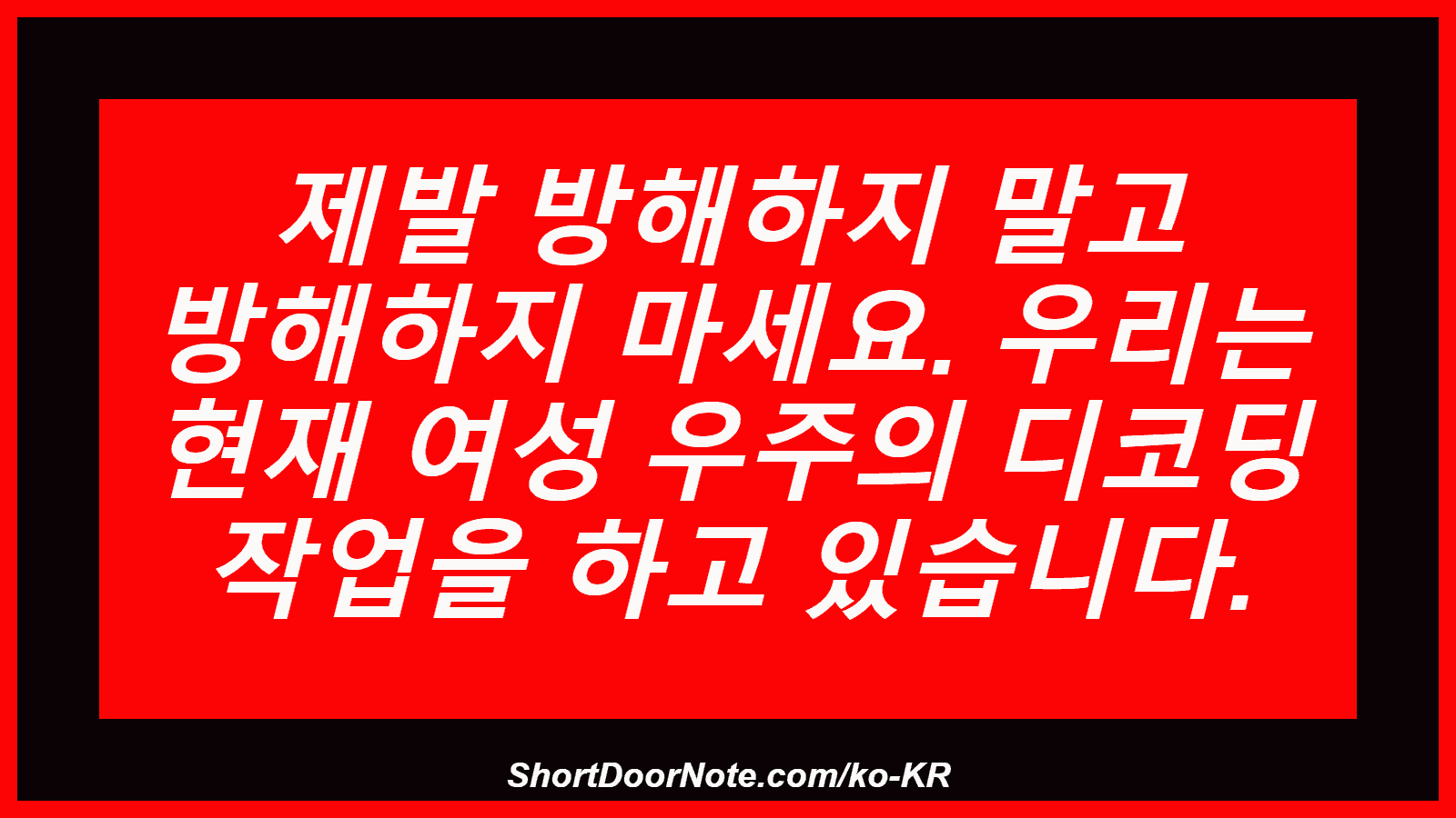 제발 방해하지 말고 방해하지 마세요. 우리는 현재 여성 우주의 디코딩 작업을 하고 있습니다.
