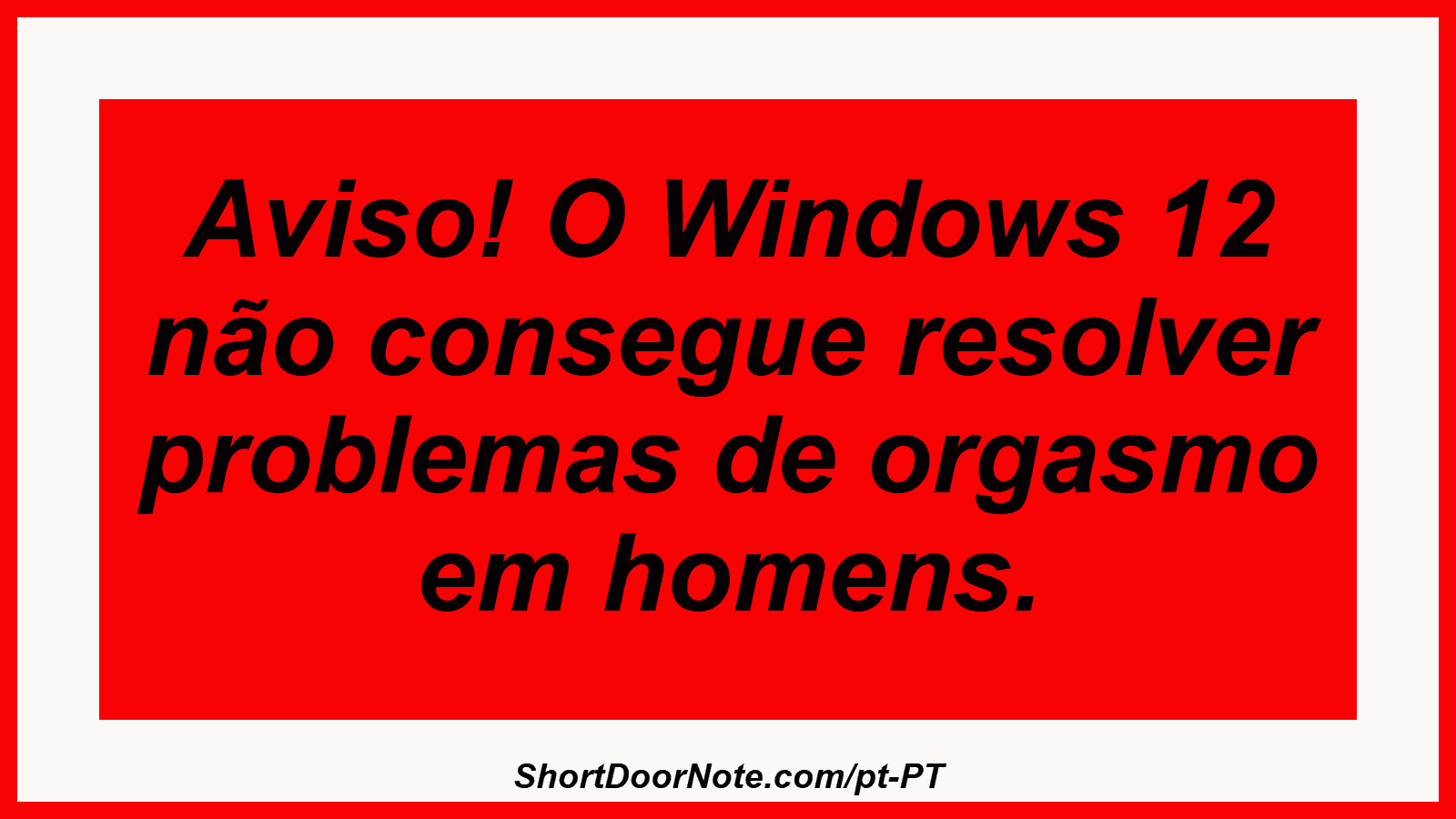 Aviso! O Windows 12 não consegue resolver problemas de orgasmo em homens. 
