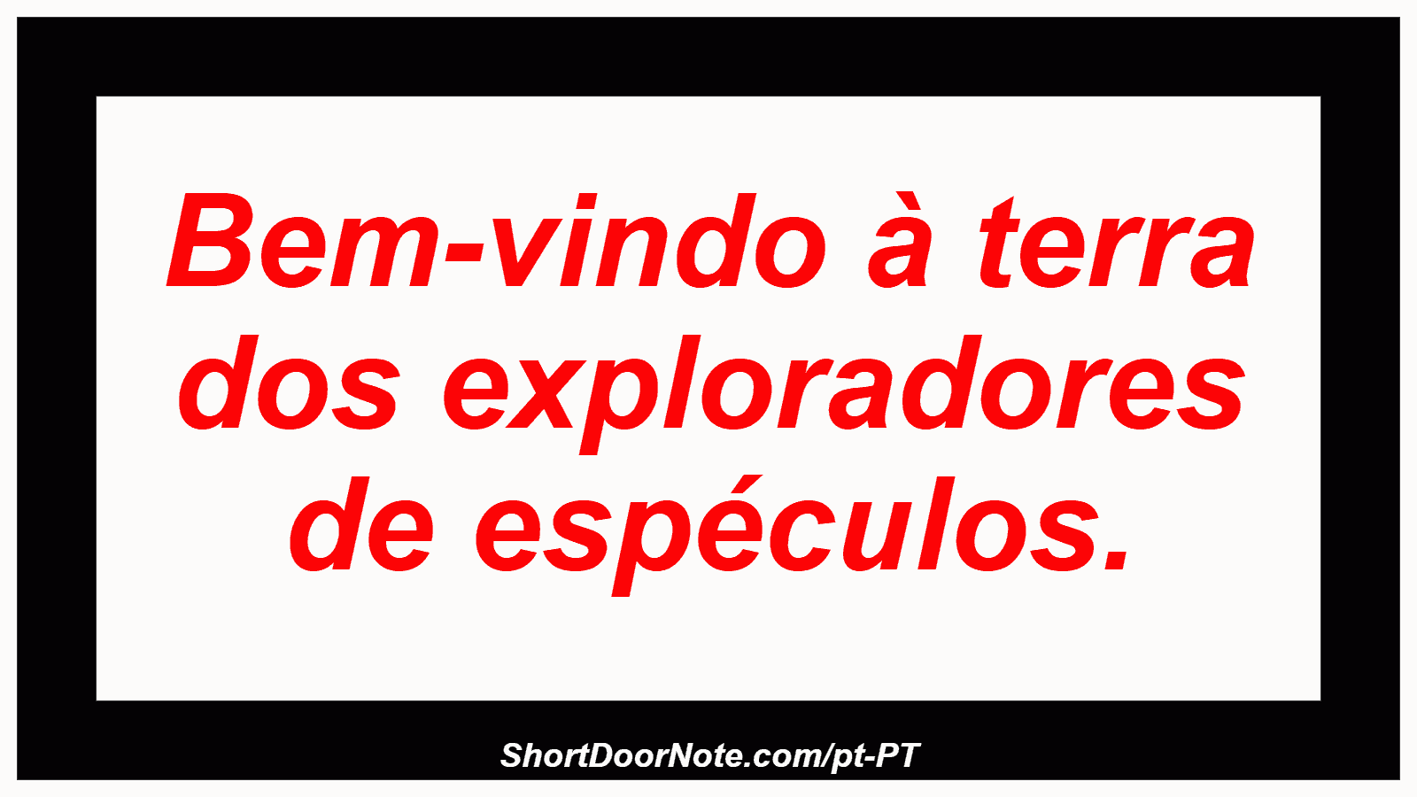 Bem-vindo à terra dos exploradores de espéculos. 
