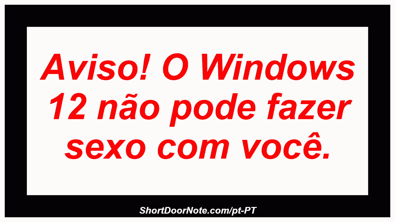 Aviso! O Windows 12 não pode fazer sexo com você. 
