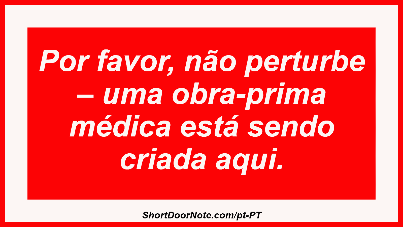 Por favor, não perturbe – uma obra-prima médica está sendo criada aqui.
