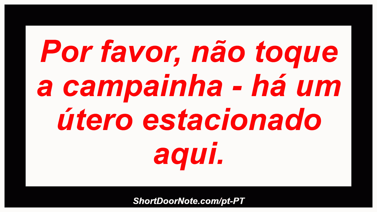Por favor, não toque a campainha - há um útero estacionado aqui. 
