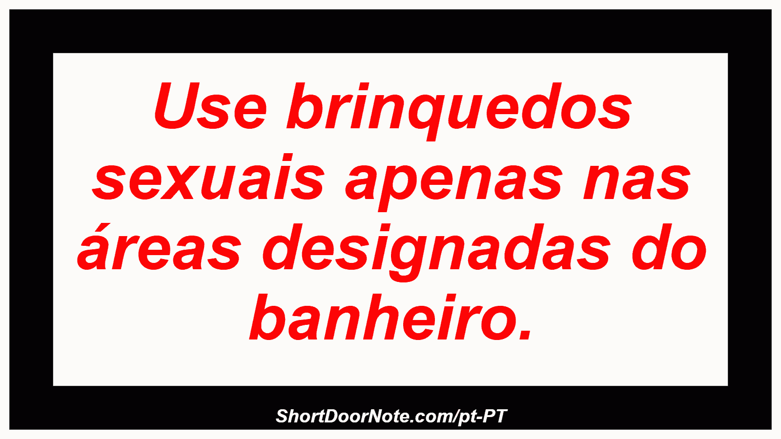 Use brinquedos sexuais apenas nas áreas designadas do banheiro.
