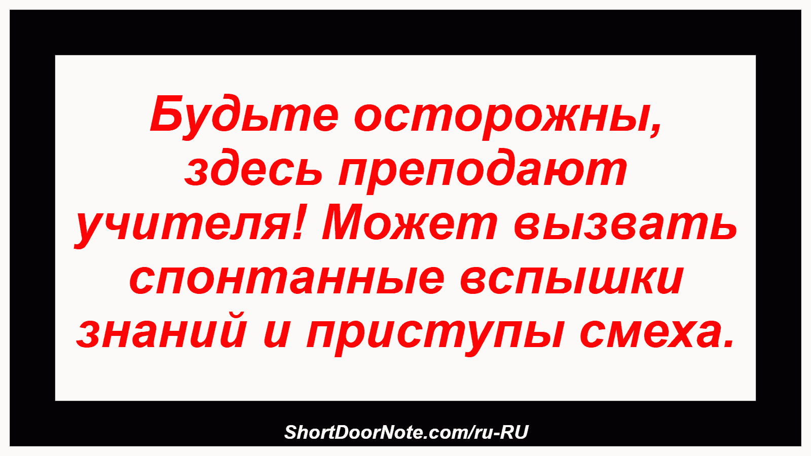Будьте осторожны, здесь преподают учителя! Может вызвать спонтанные вспышки знаний и приступы смеха.
