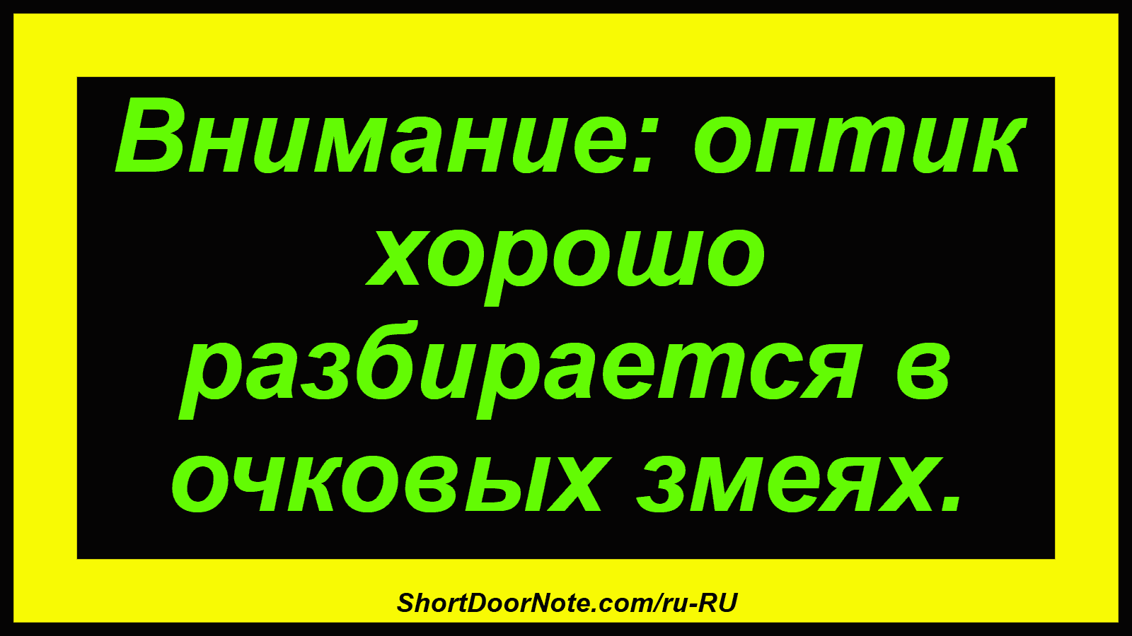 Внимание: оптик хорошо разбирается в очковых змеях.
