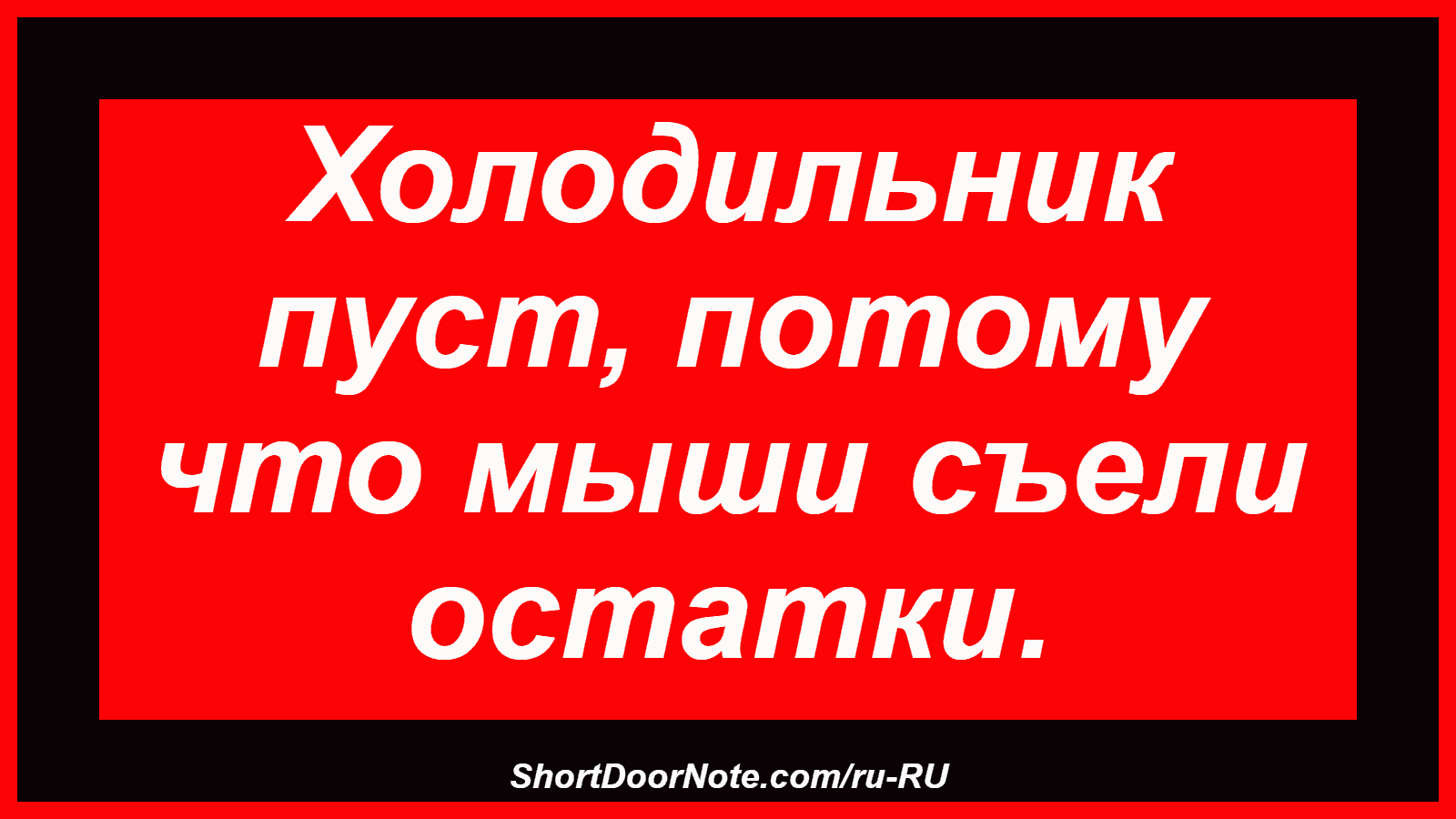 Холодильник пуст, потому что мыши съели остатки.

