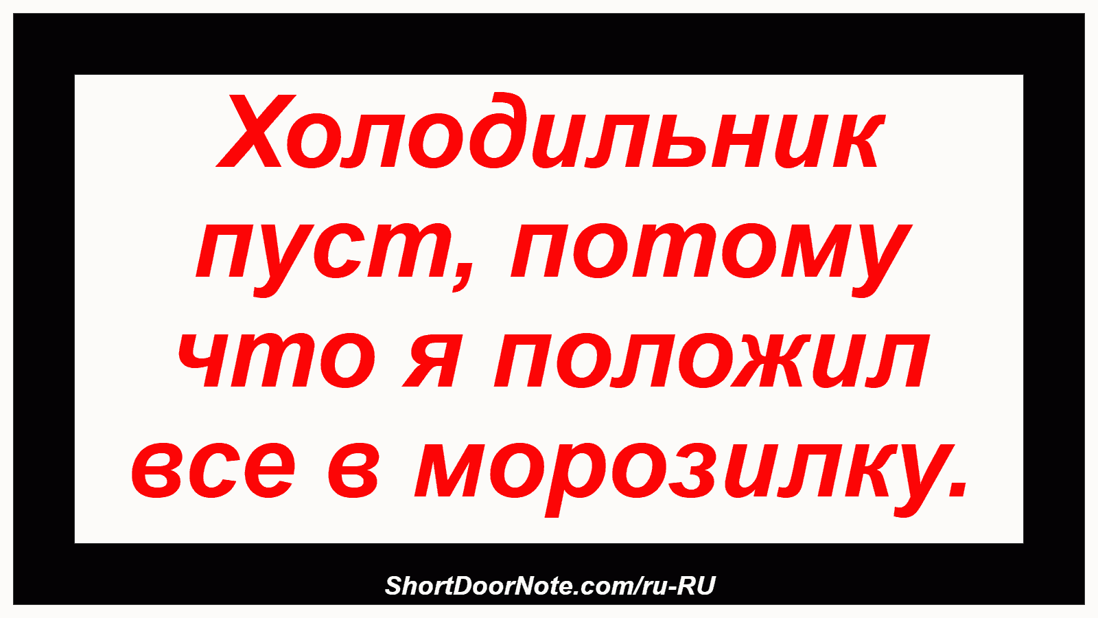 Холодильник пуст, потому что я положил все в морозилку.
