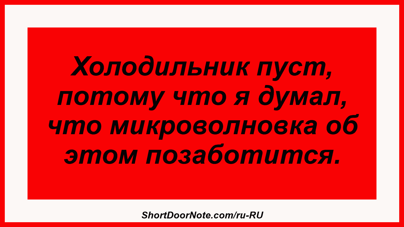 Холодильник пуст, потому что я думал, что микроволновка об этом позаботится.
