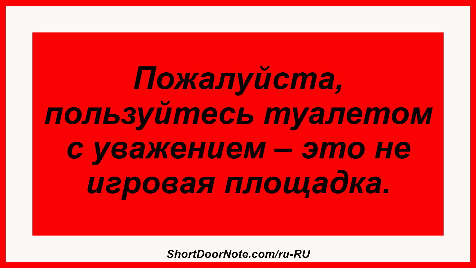 Пожалуйста, пользуйтесь туалетом с уважением – это не игровая площадка.
