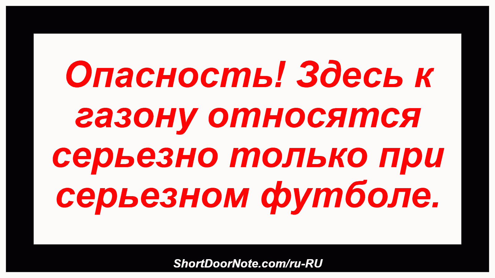 Опасность! Здесь к газону относятся серьезно только при серьезном футболе.
