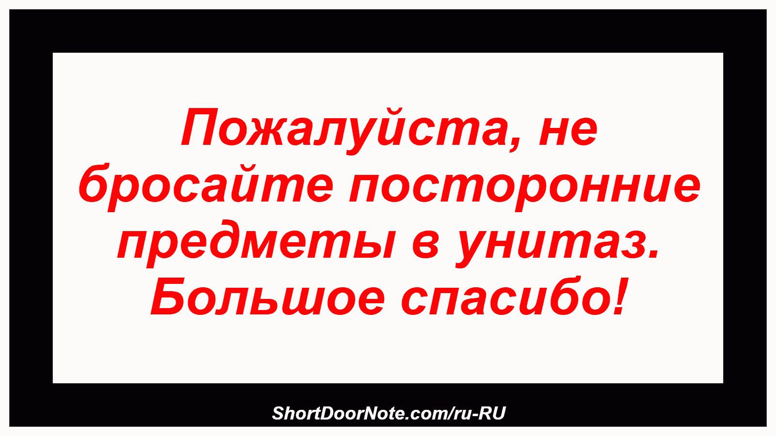 Пожалуйста, не бросайте посторонние предметы в унитаз. Большое спасибо!

