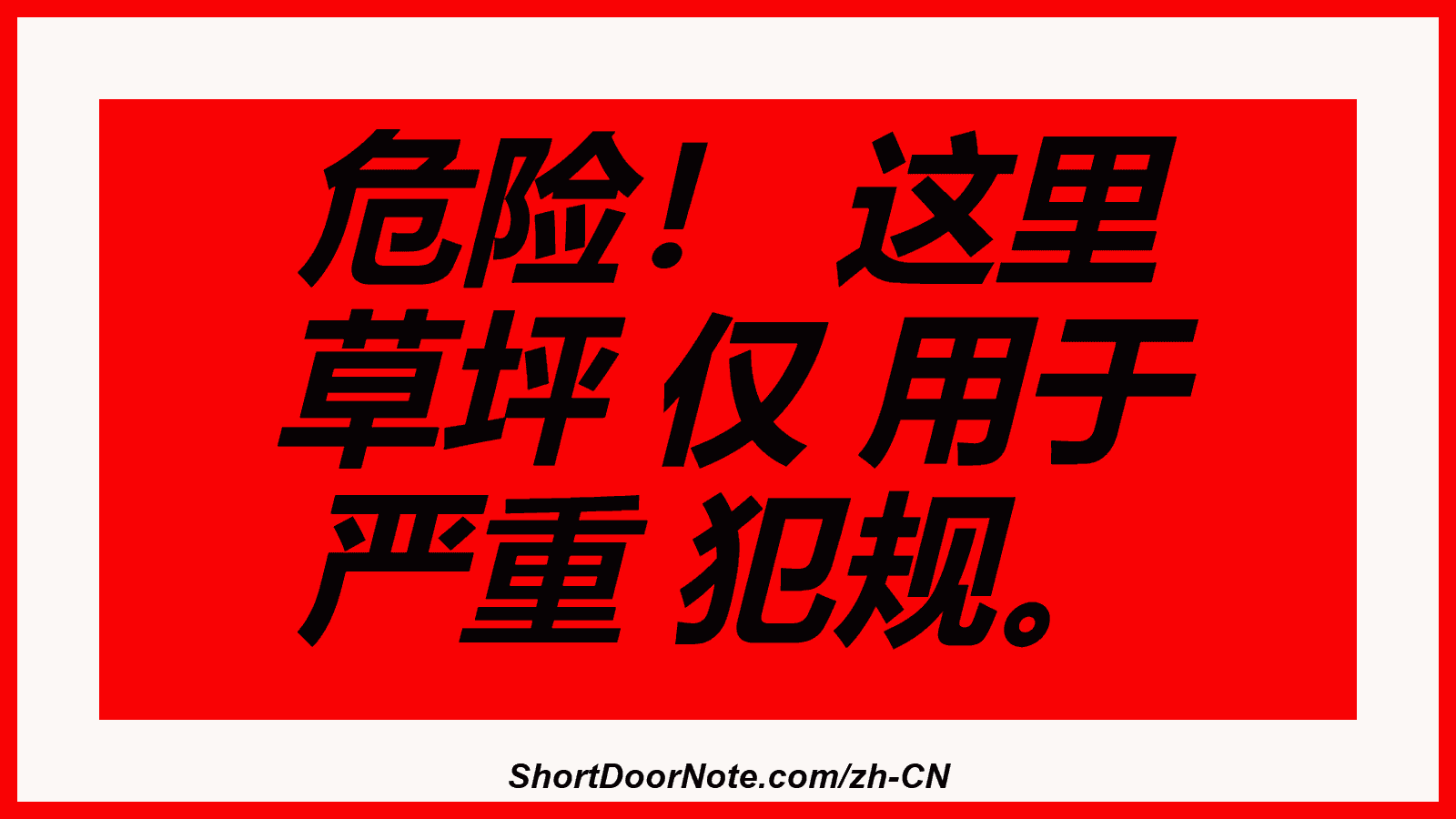 危险！ 这里 草坪 仅 用于 严重 犯规。
