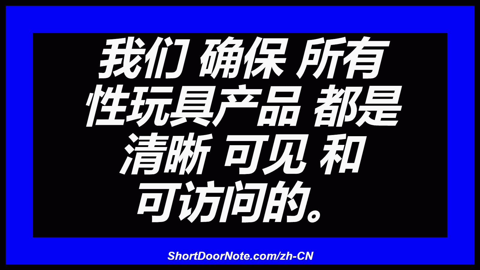 我们 确保 所有 性玩具产品 都是 清晰 可见 和 可访问的。
