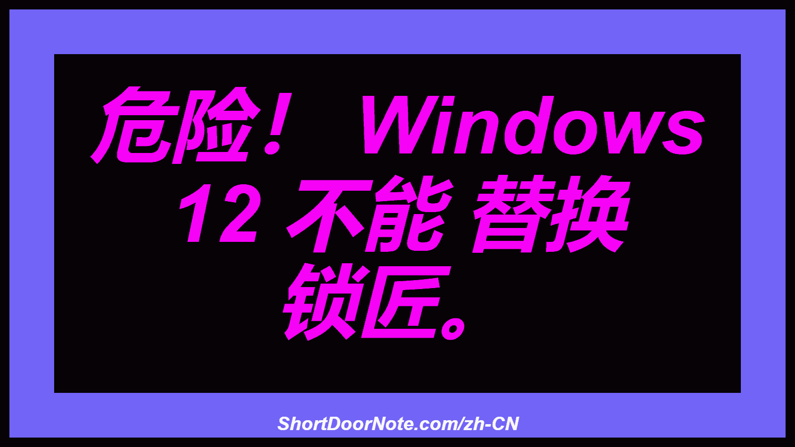 危险！ Windows 12 不能 替换 锁匠。
