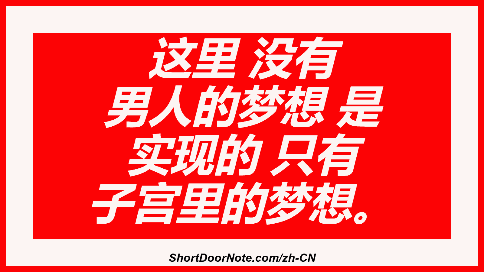这里 没有 男人的梦想 是 实现的 只有 子宫里的梦想。
