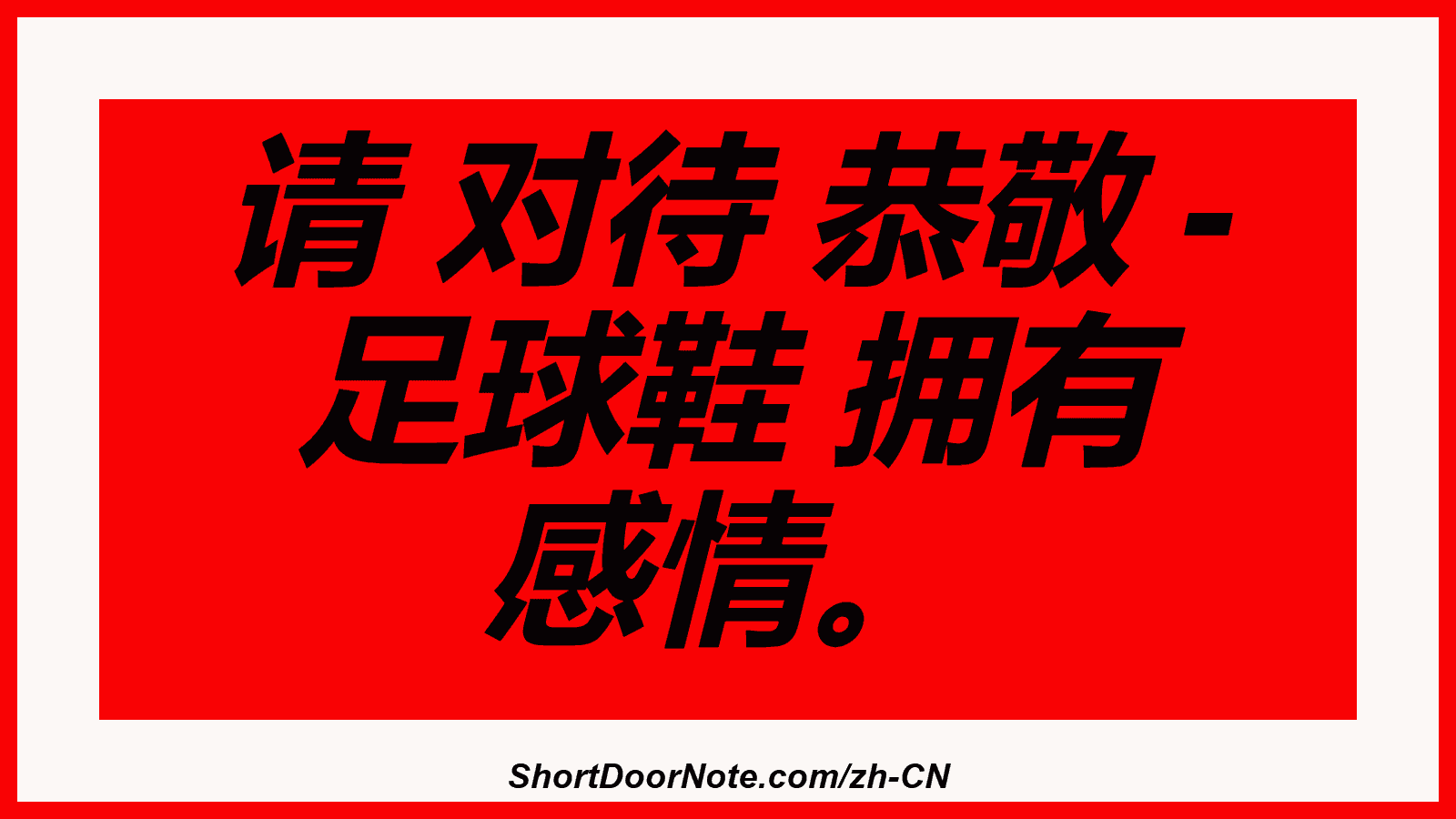 请 对待 恭敬 - 足球鞋 拥有 感情。
