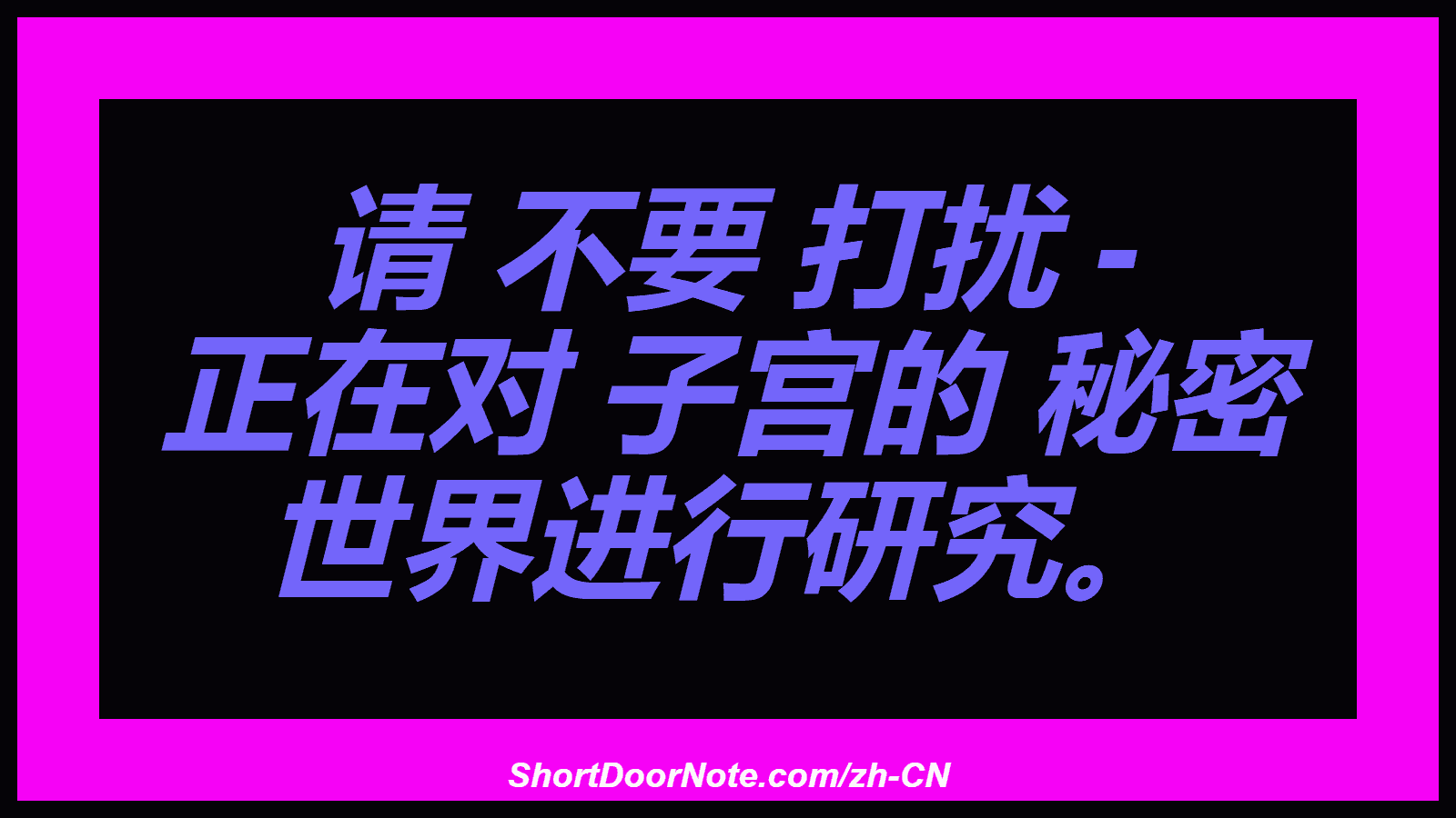 请 不要 打扰 - 正在对 子宫的 秘密 世界进行研究。

