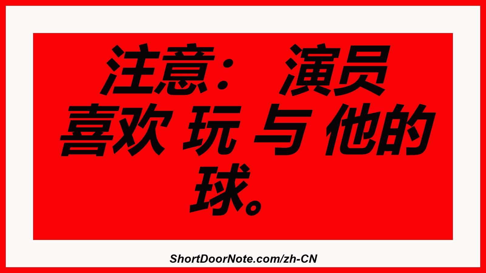 注意： 演员 喜欢 玩 与 他的 球。
